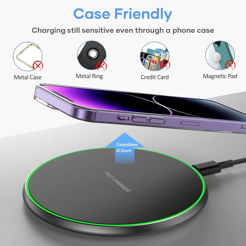 30W Fast Wireless Charger Pad For iPhone17 16 15 14 13  X Pro Max 8 Samsung Galaxy S23 Xiaomi Wireless Charging Station Chargers